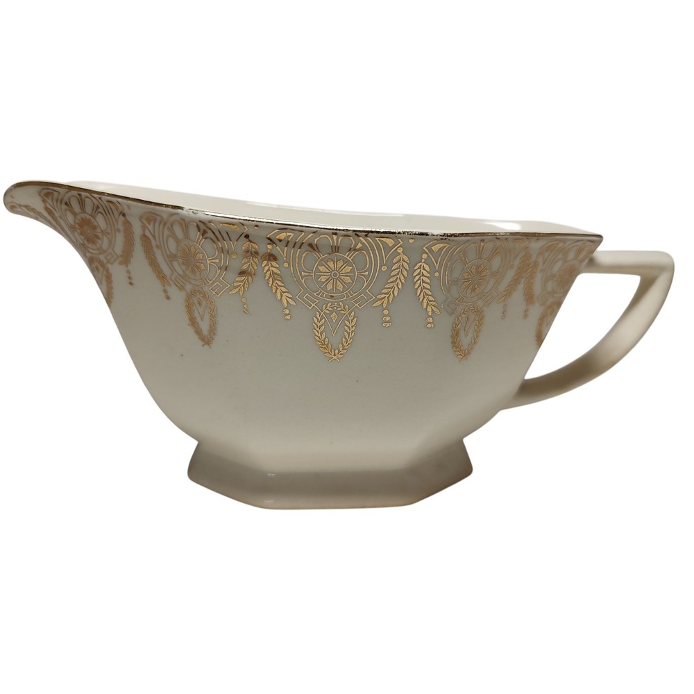 Brotherhood Operative Potters Gravy Boat Royal 22 Karat Gold Manhattan Vintage